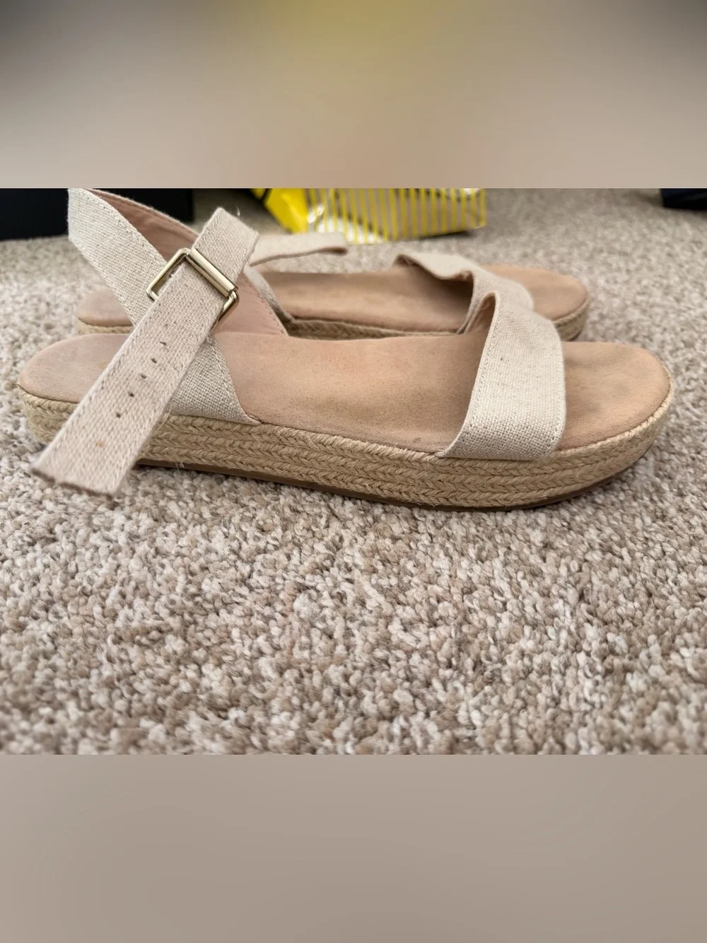 Old Navy Beige Canvas Espadrille Platform Sandals
